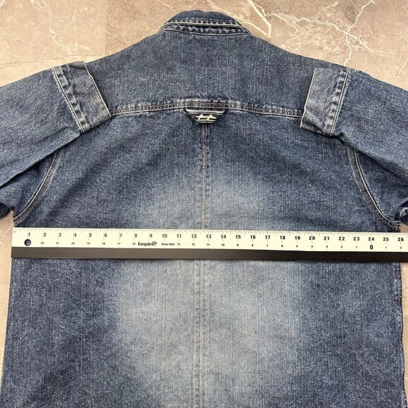 Vintage Pelle Pelle Jacket Mens XL Denim Jean Mark Buchanan Coat y2k Hip Hop Rap - Picture 11 of 13